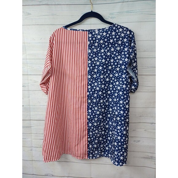 Good Times & Great Adventures Top Womens XXL Red White Blue Stars Stripes - Picture 4 of 7
